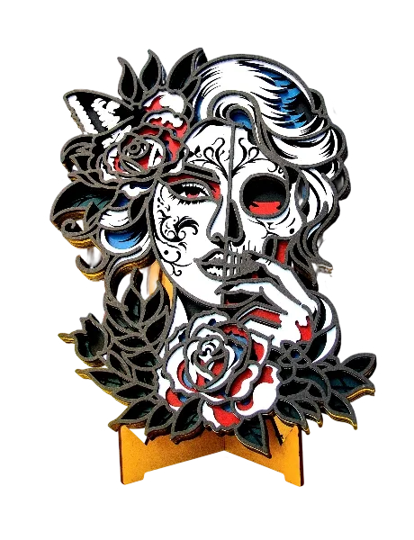 Catrina Doble Cara multicapa de 6 capas, arte mexicano contemporáneo