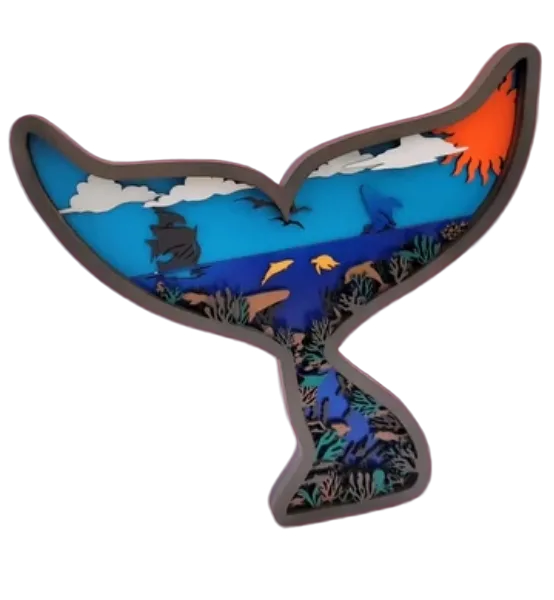 Cola de Ballena multicapa de 6 capas con escena marina