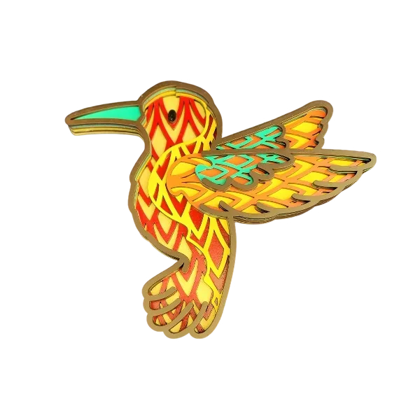 Colibrí decorativo multicapa de 6 capas lleno de color