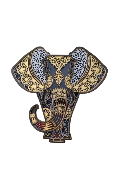 Elefante decorativo multicapa de 5 capas con patrones ornamentales