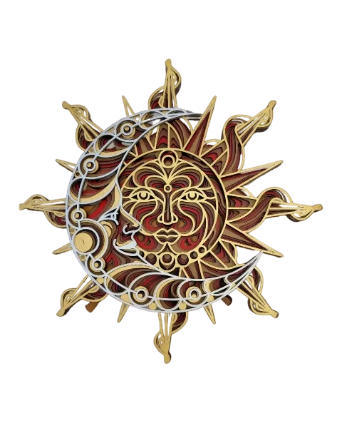 Pieza decorativa Sol y Luna de 9 capas en MDF
