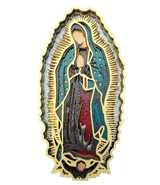 Virgen de Guadalupe multicapa de 8 capas en MDF pintada a mano